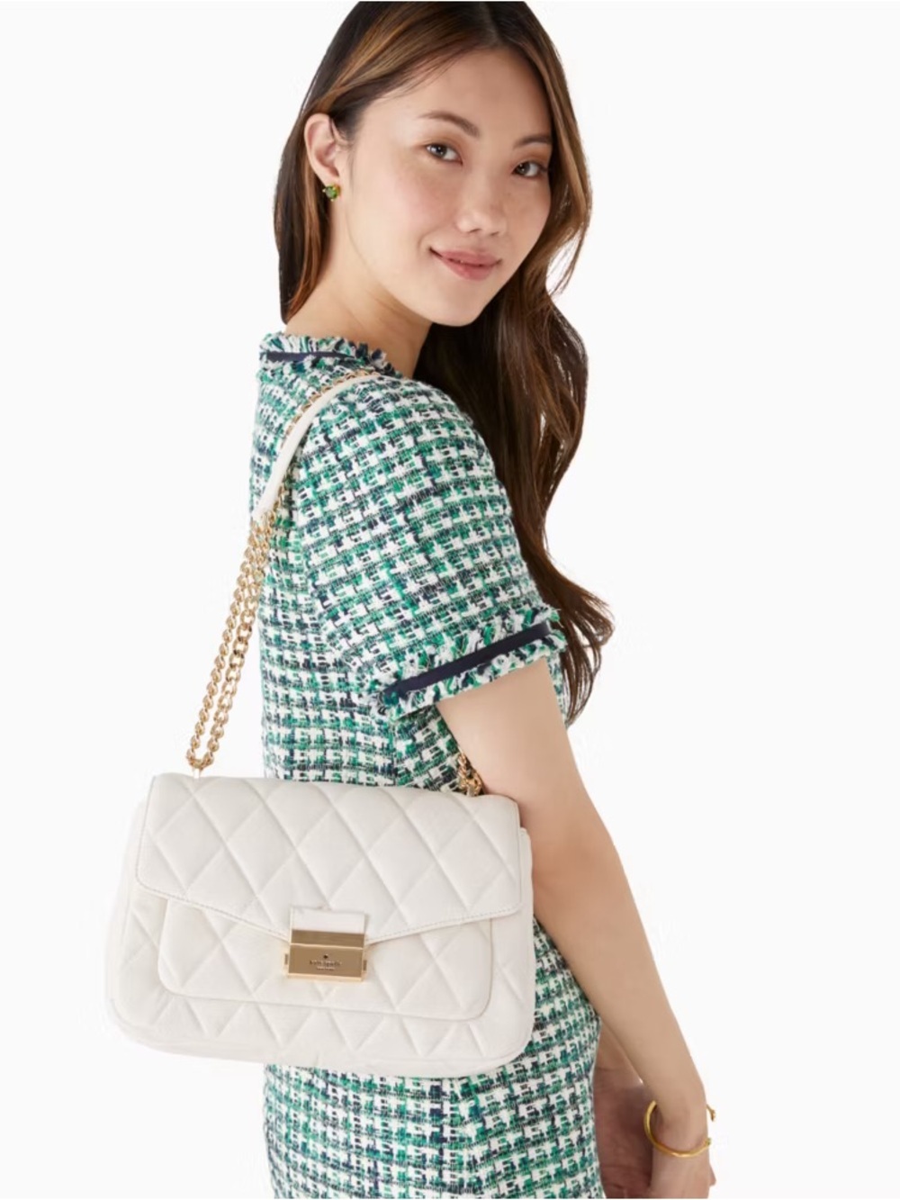 Kate Spade Bag Carey Medium Flap Shoulder Bag Cream